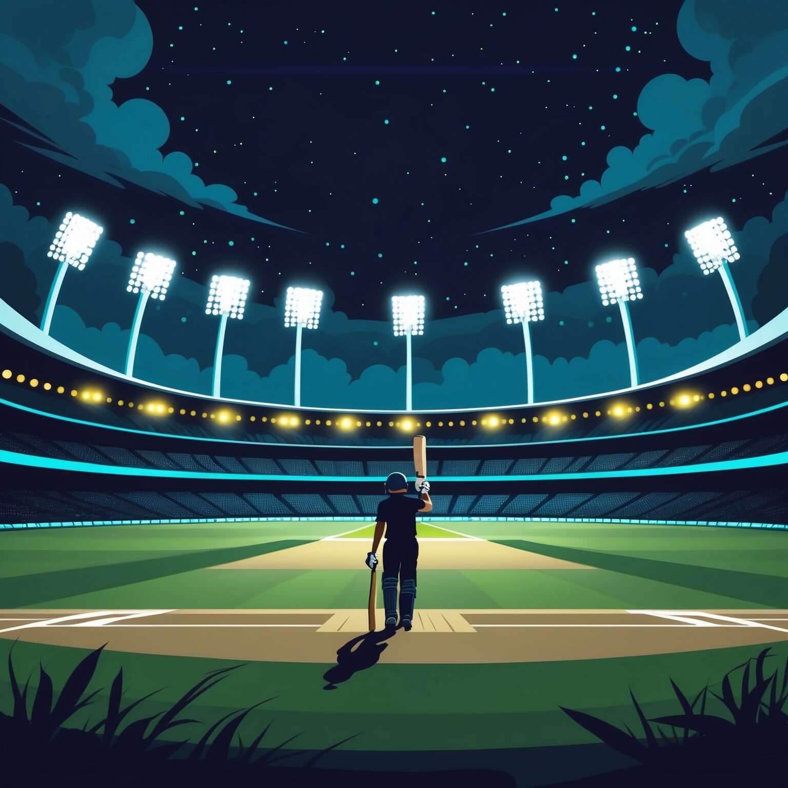 Match night under the lights in Square Leg